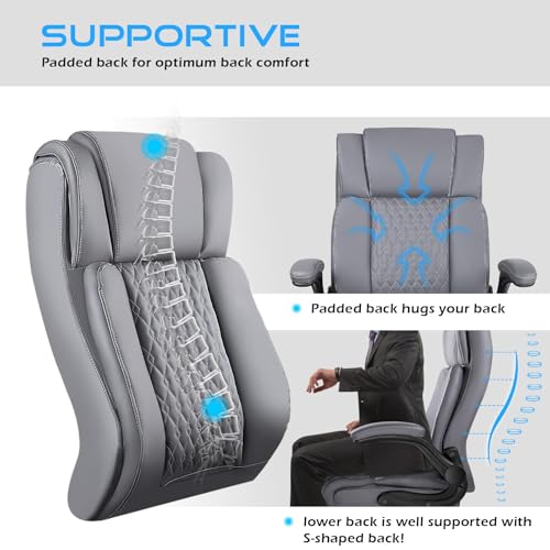 VITESSE Executive Office Chair,Heavy Duty Chair with Flip up Armrest,Ergonomic High Back Computer Gaming Chairs Home Office 400lbs, Big and Tall Office Chair with Lumbar Support（Black）