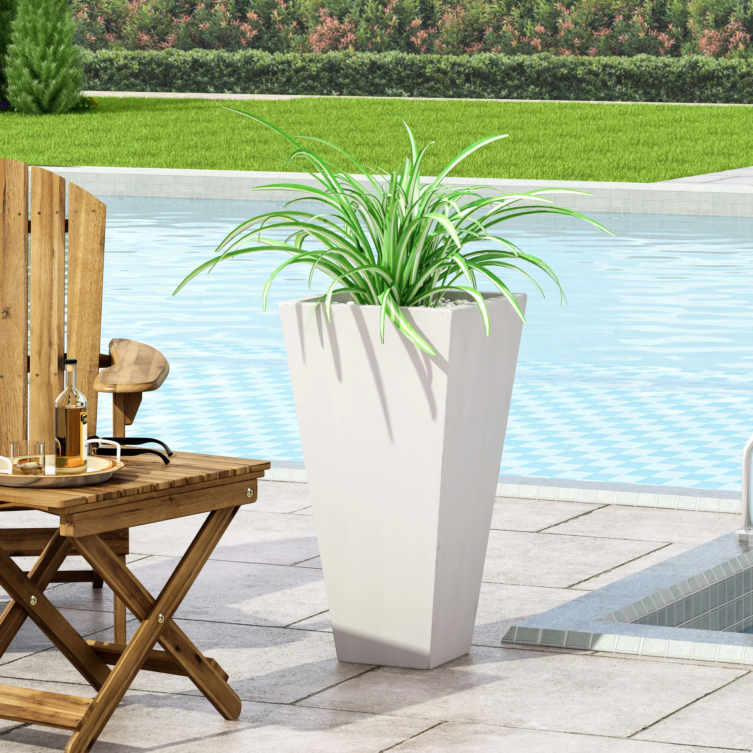 Bailor Outdoor Cast Stone Planter, Matte White