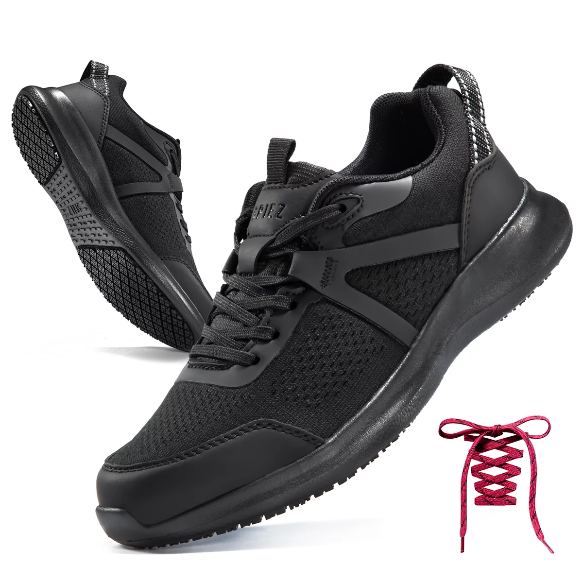 SPIEZ Women's Slip Resistant Shoes - Fashionable Chef Restaurant Work Shoes Waterproof Oilproof Non Slip Breathable Sneakers for Women Black