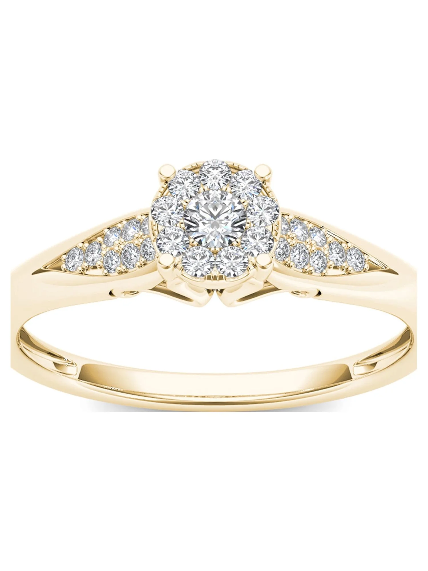 Imperial 1/6Ct TDW Diamond 10K Yellow Gold Cluster Ring Engagement Ring