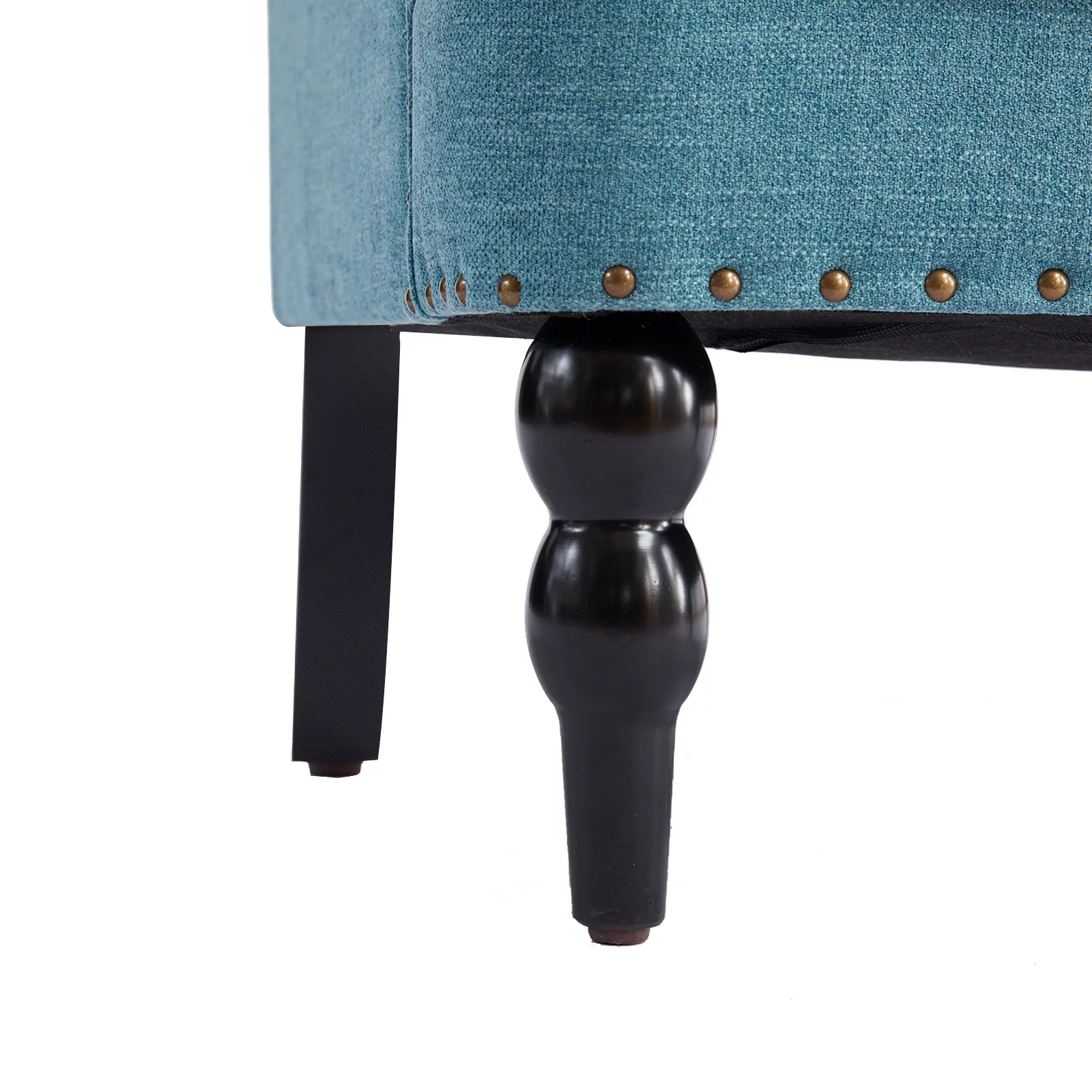 HUIMO Arm Chair with Ottoman,Upholstered Button Tufted Accent Chair,Linen Fabric Sofa Reading Chairs for Living Room, for Bedroom(Lake Blue)