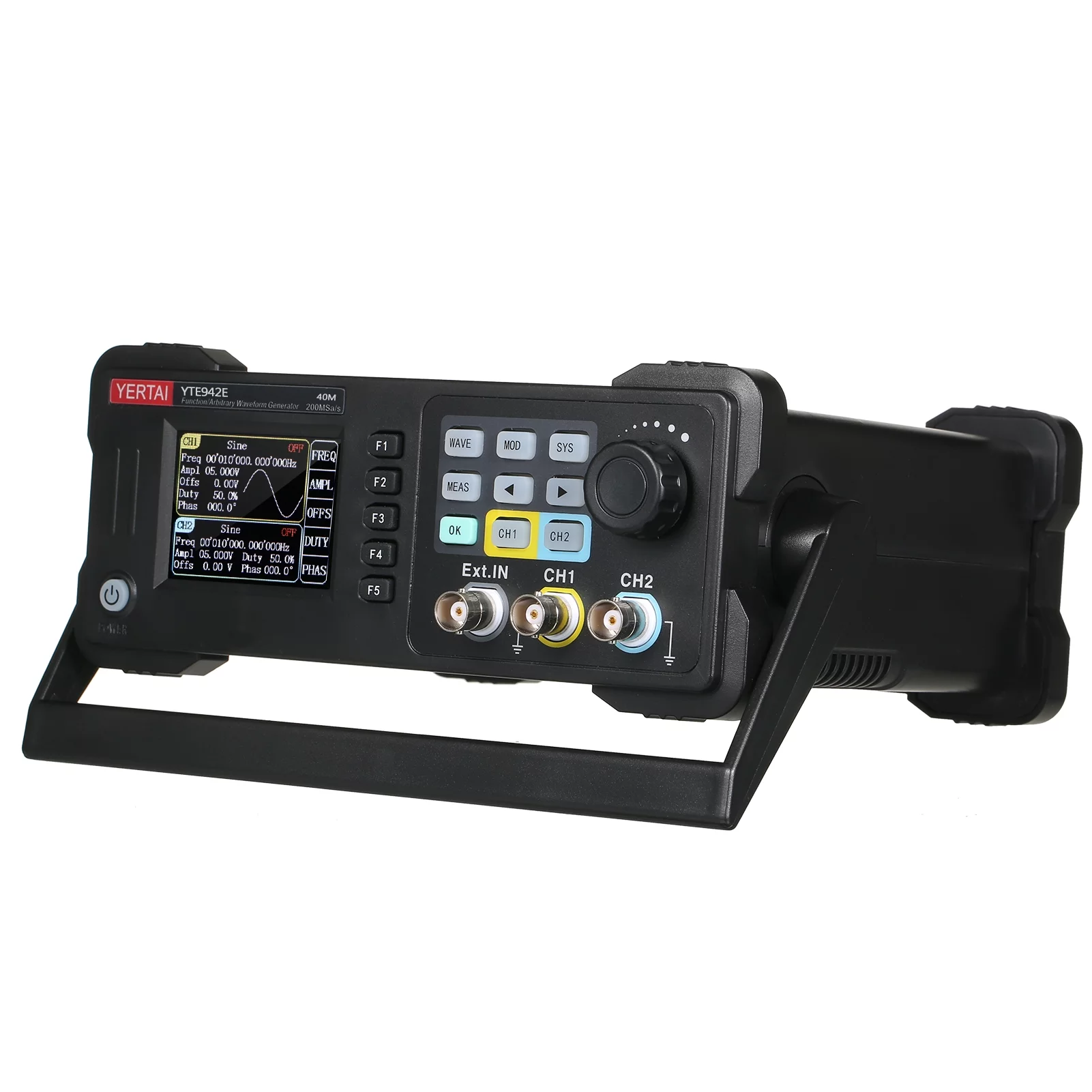 Portable Dual channel Function Arbitrary Waveform Generator, 200MSa/S Sampling Rate, 8k Storage Depth, 2.4 inch TFT LCD, Oscilloscope