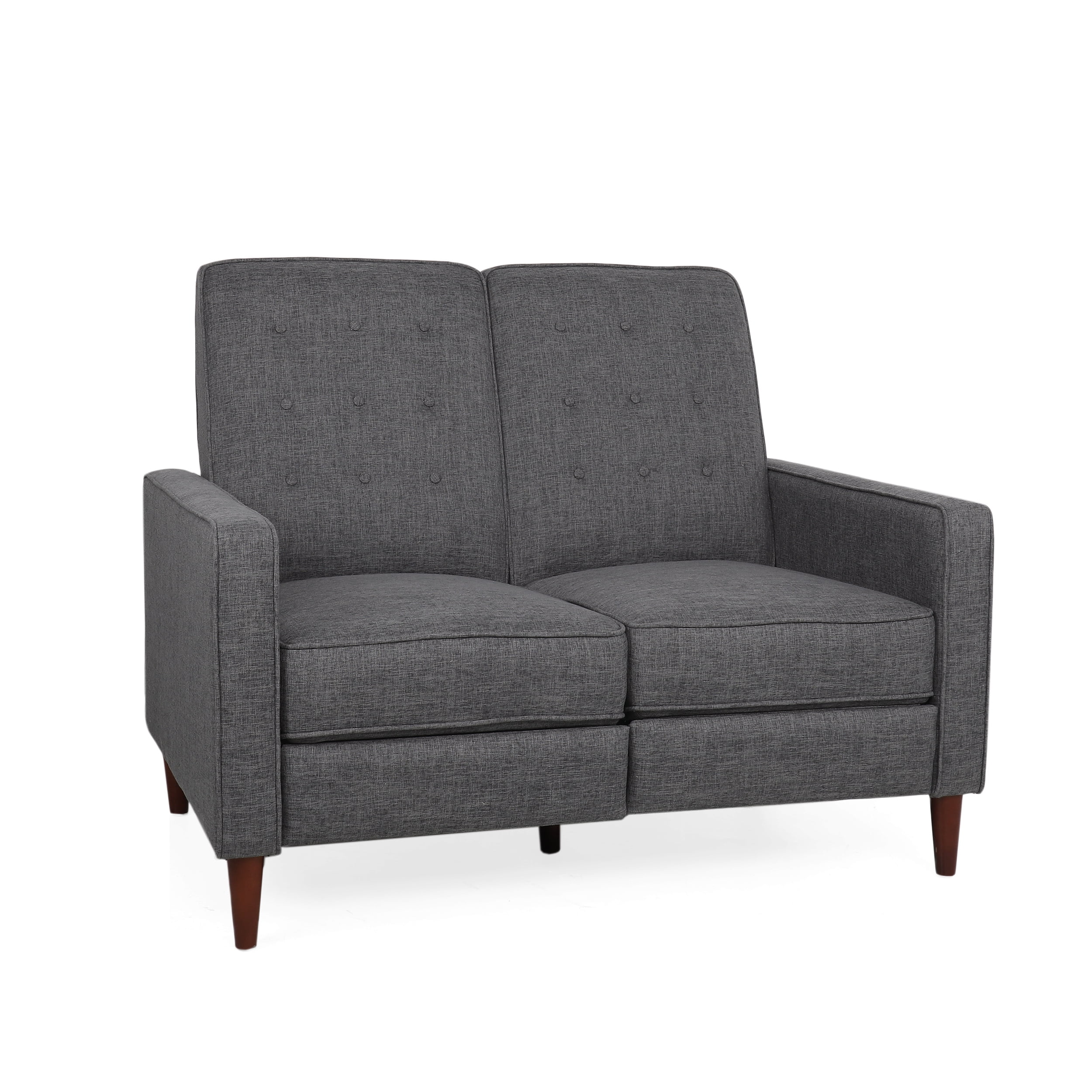 Noble House Craigue Fabric Tufted Loveseat Pushback Recliner, Gray