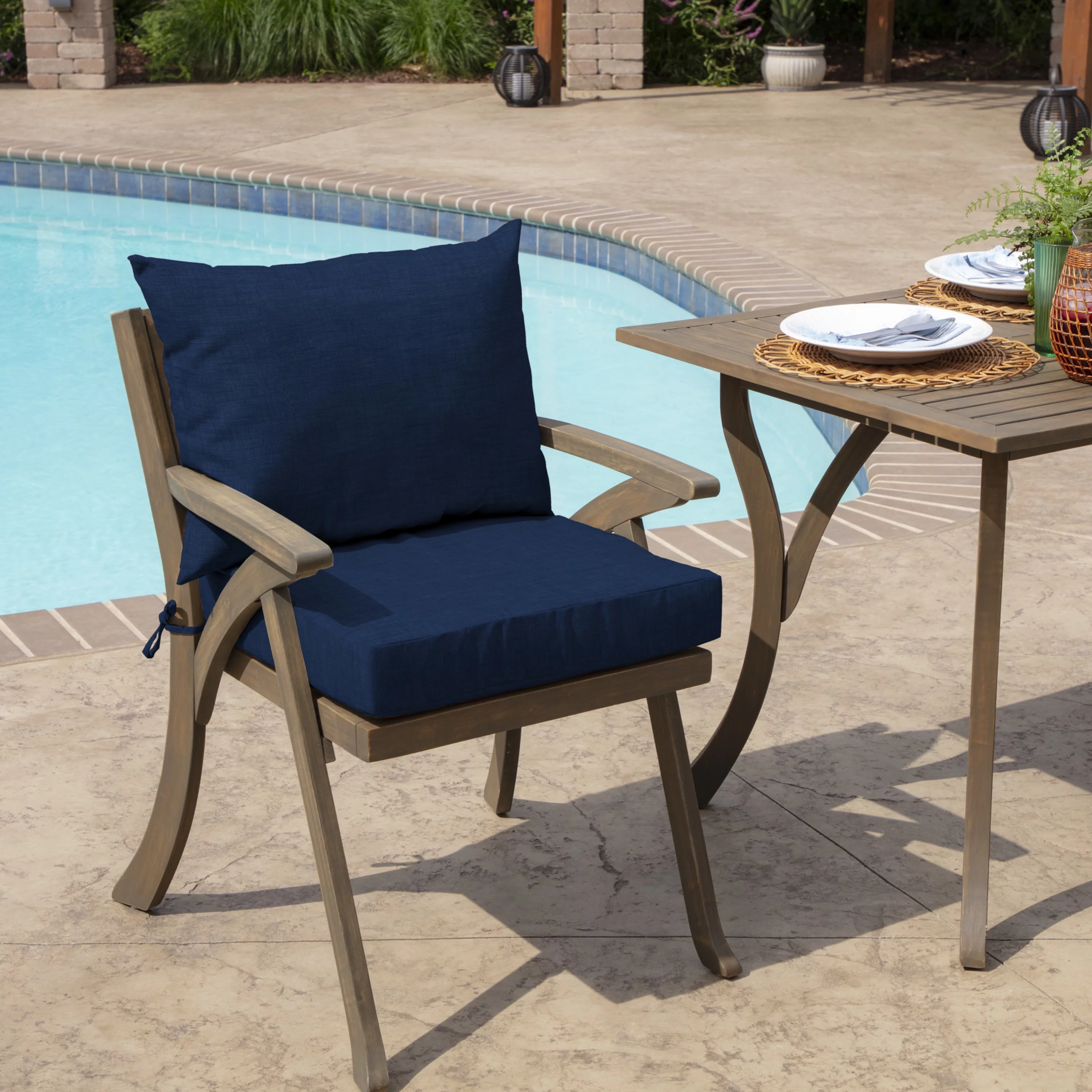 Arden Selections Outdoor Dining Chair Cushion Set 21 x 21, Sapphire Blue Leala