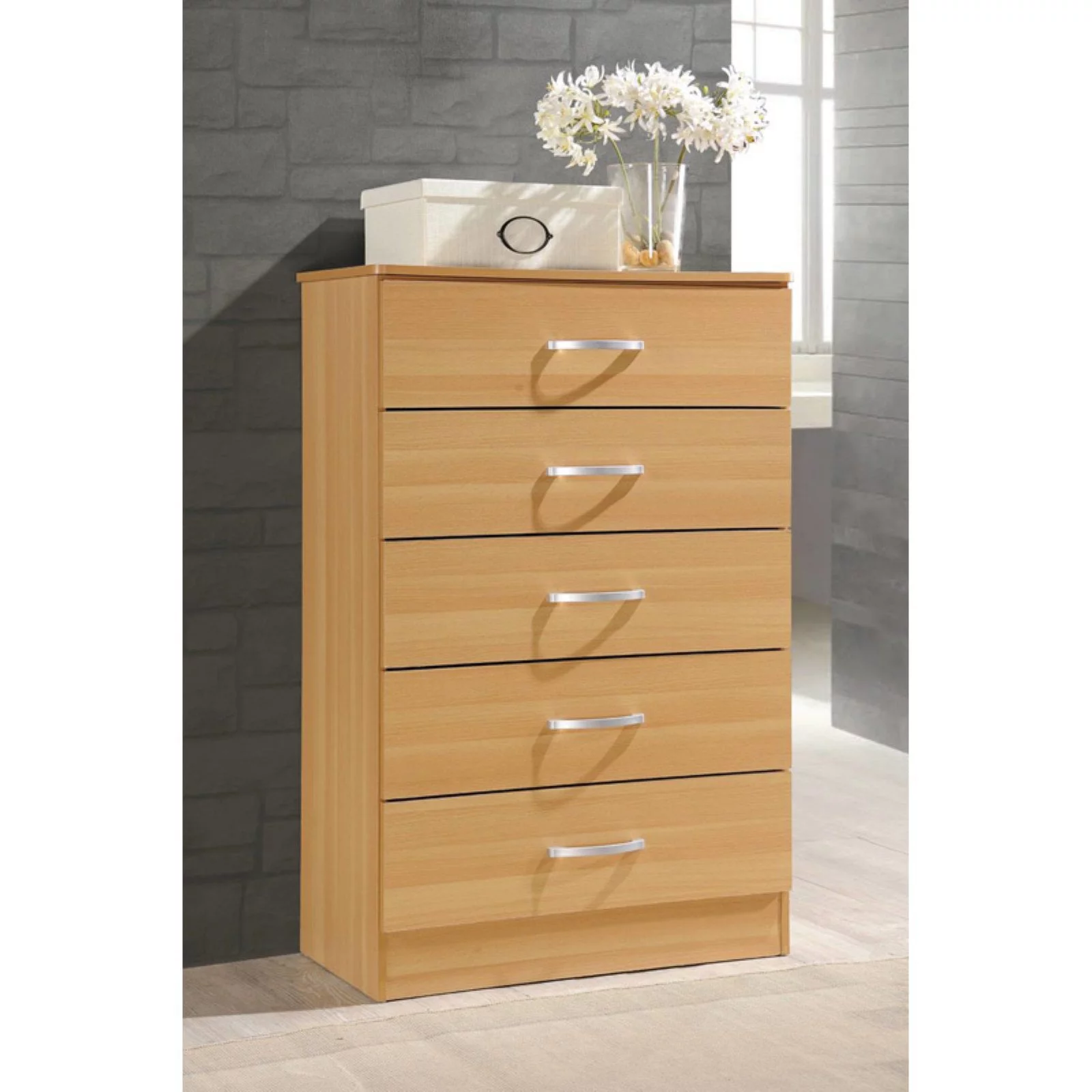 Hodedah 5-Drawer Chest in Cherry