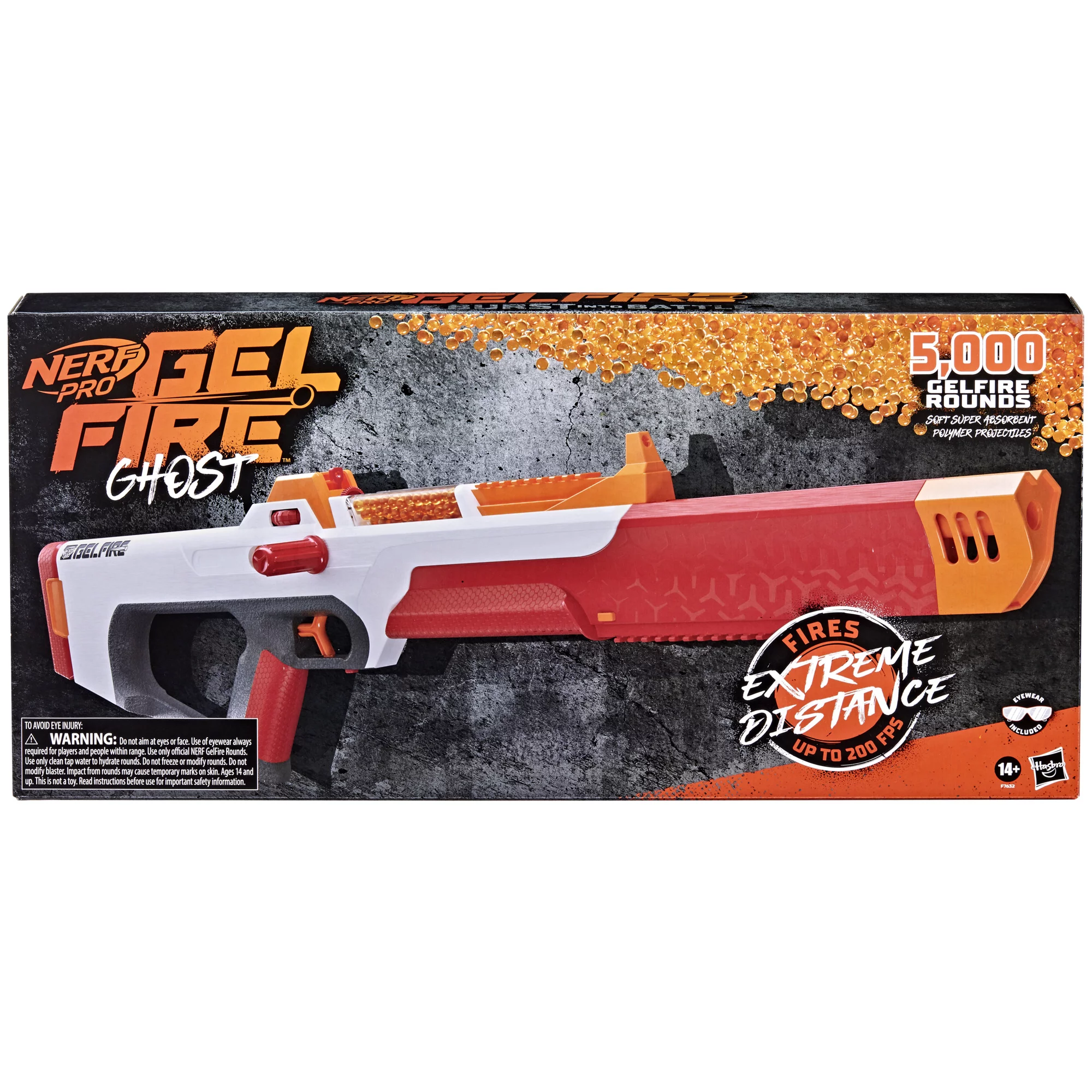 Nerf Pro Gelfire Ghost Toy Gel Blaster with 5000 Water Bead Rounds and Eyewear Ages 14 and Up
