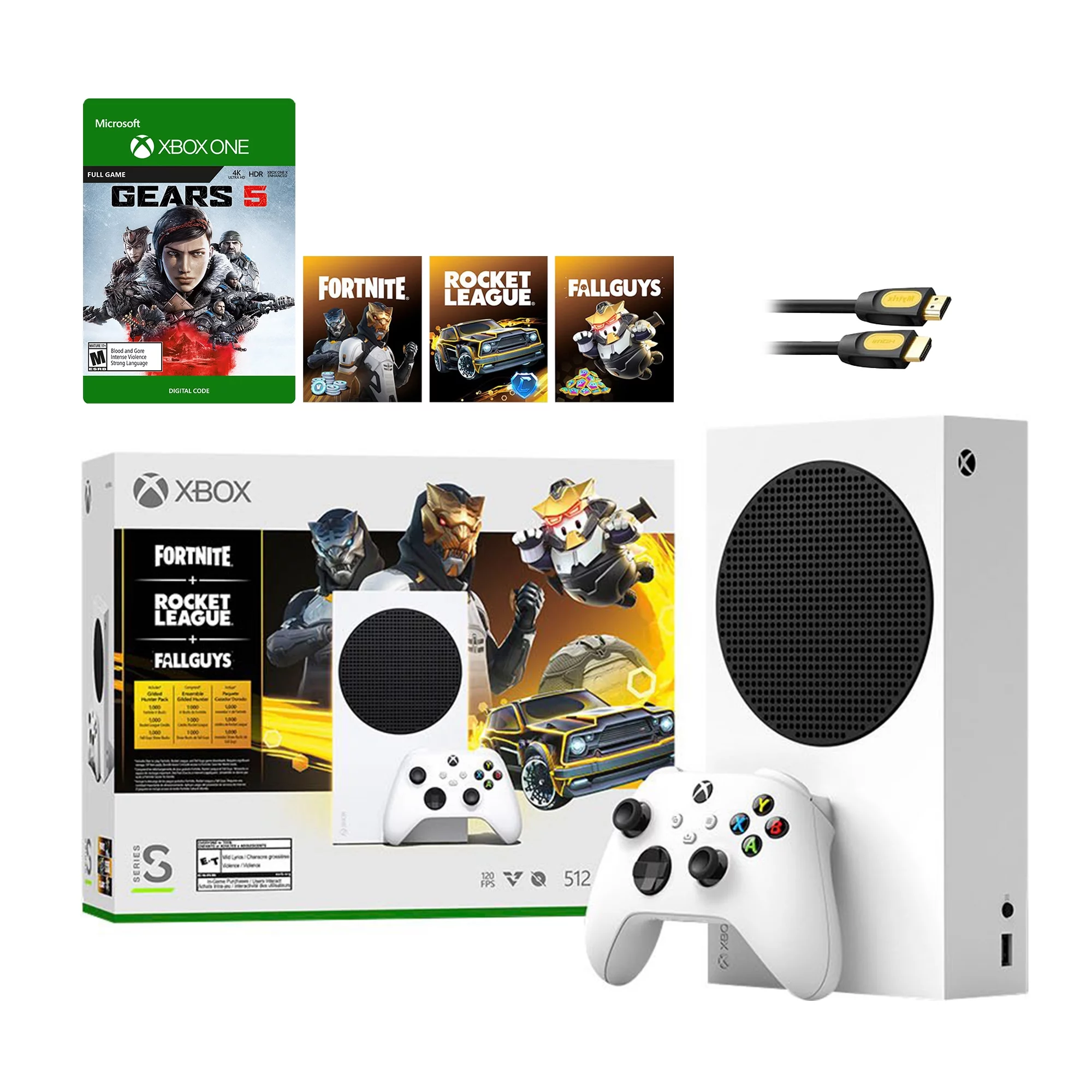 Microsoft Xbox Series S Gilded Hunter Bundle - Fortnite, Rocket League & Fall Guys with Gears 5 Full Game and Mytrix High Speed HDMI - Xbox Digital Version Console Bundle