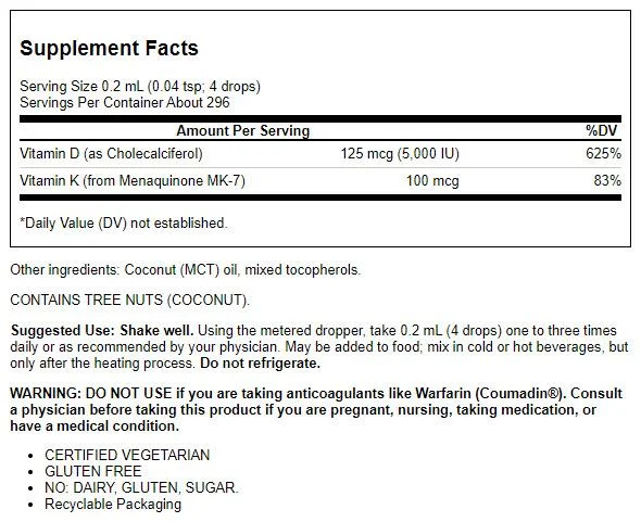 Trace Minerals Ionic Vitamins D3 + K2 296 servings 2 fl.oz