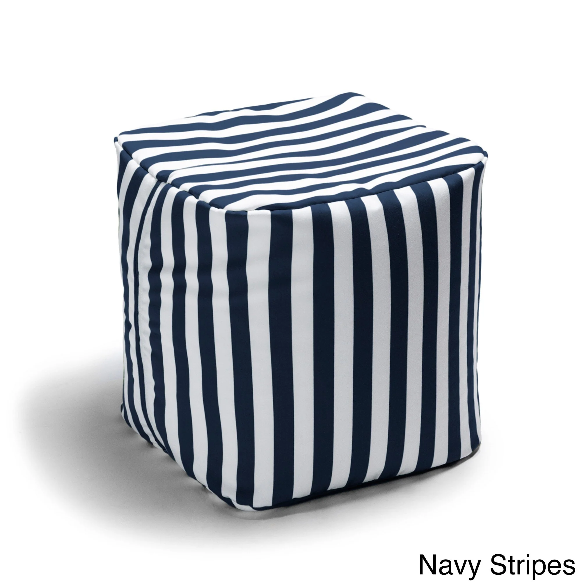 Striped Outdoor Pouf Ottoman