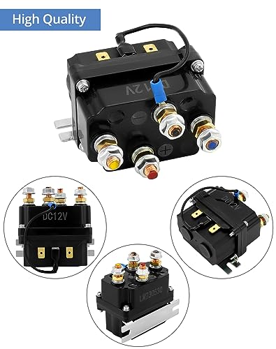 QWORK Wireless Winch Remote Control Kit, 12V 250A Winch Solenoid Relay Contactor + 12V Wireless Winch Receiver with 2pcs Wireless Winch Remote, for Truck ATV SUV 63070 62135 74900 70715