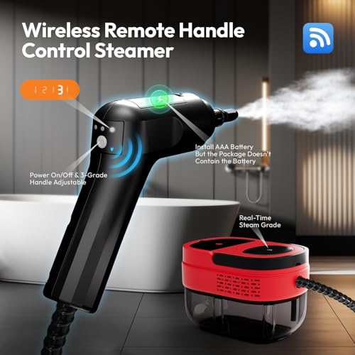 Steam Cleaner for Home, 2500w Pressurized Steamer for Cleaning, 3-Grade Adjustable Handle, Multi-Purpose Handheld Steam Cleaner, Portable Steam Cleaner for Car Detailing, Window, Kitchen, Grout, Tile