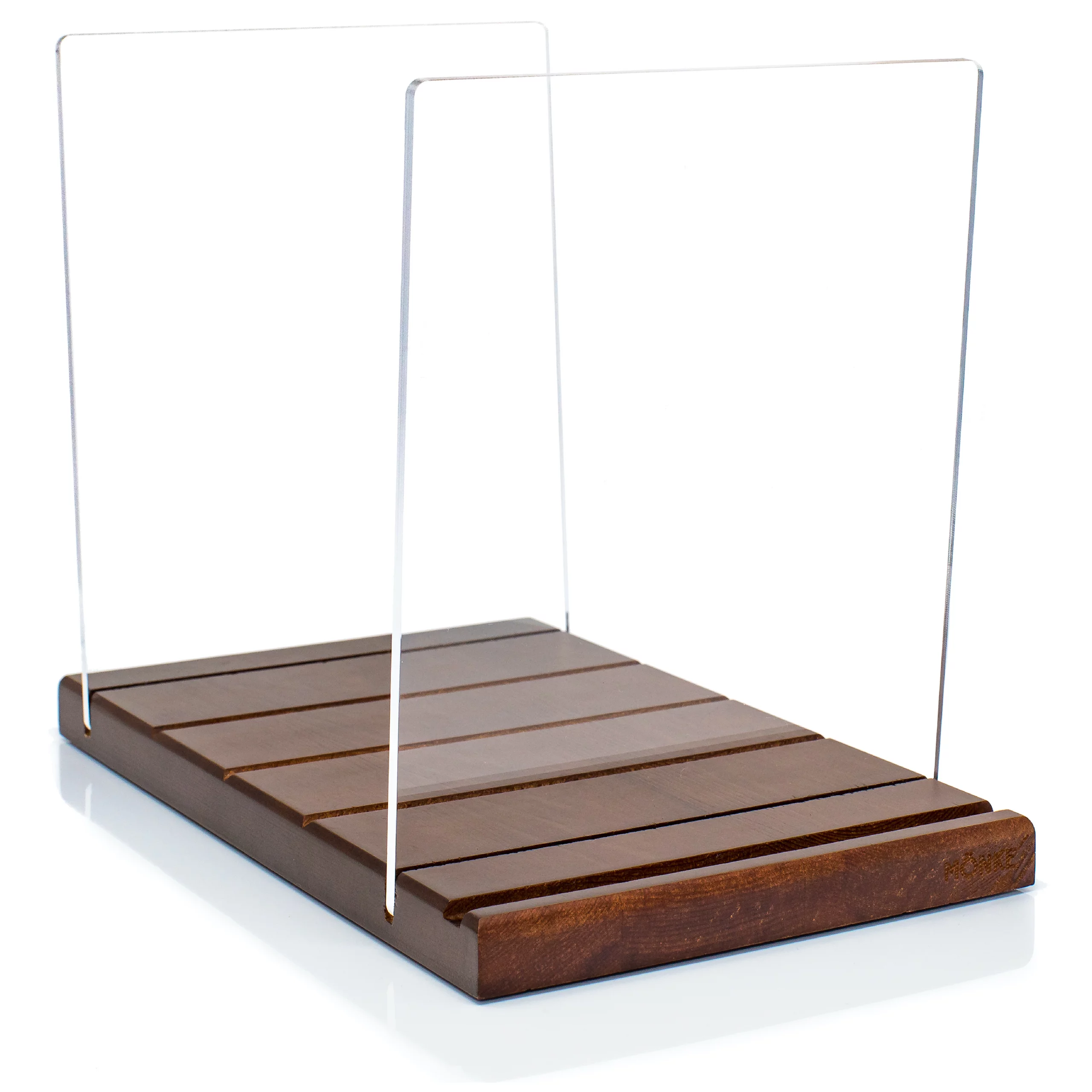 MÖNKE Premium Vinyl Record Storage - a Mid-Century Style Record Holder, 50 LP Capacity - with a Now-Playing Record Display Groove (Brown)