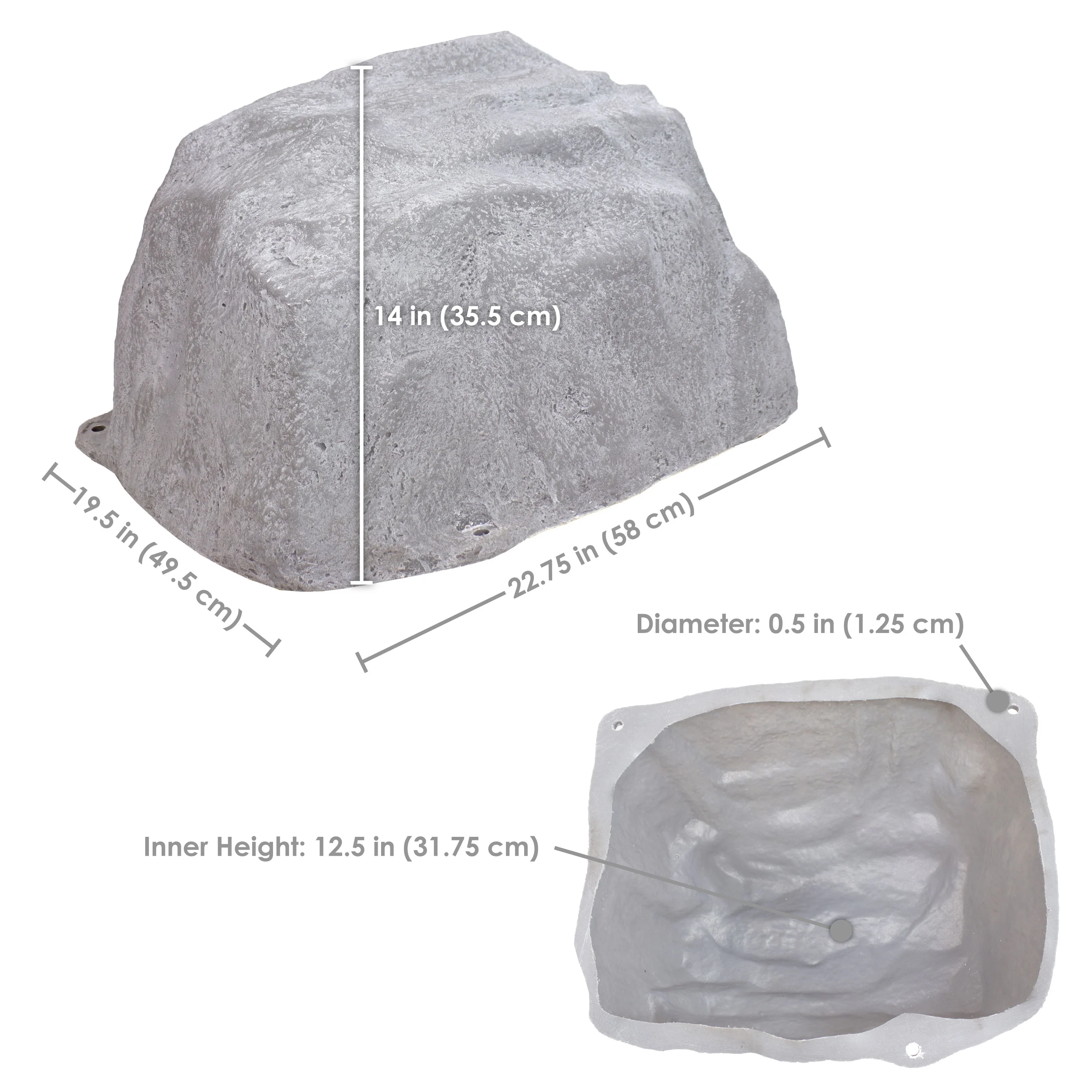 Sunnydaze Low-Profile Artificial Landscape Rock Cover with Stakes - Gray