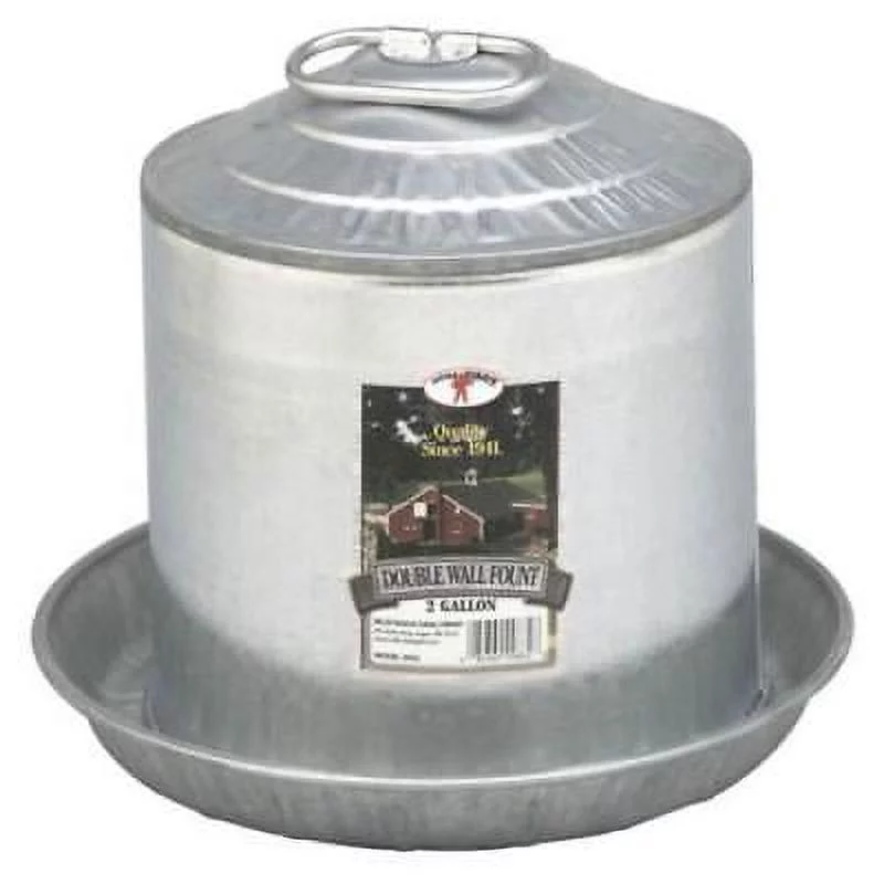 Little Giant 2 Gallon Double Wall Metal Poultry Fountain
