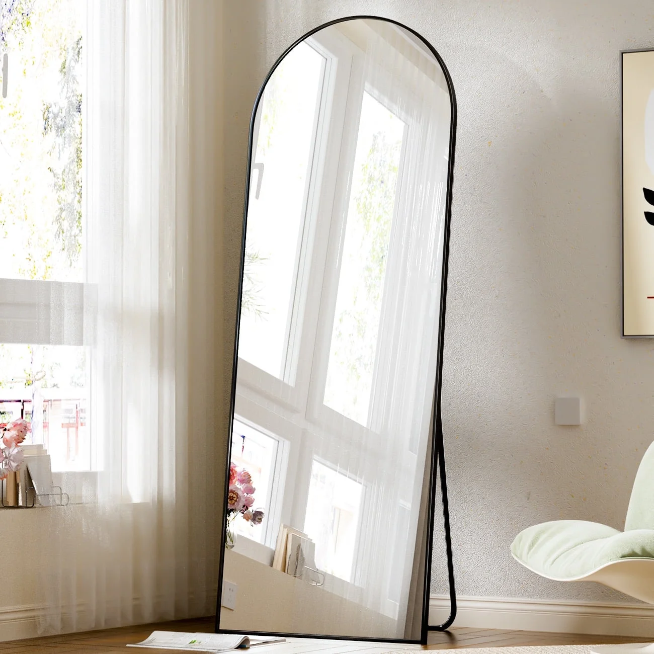 BEAUTYPEAK Arched Full Length Floor Mirror 58
