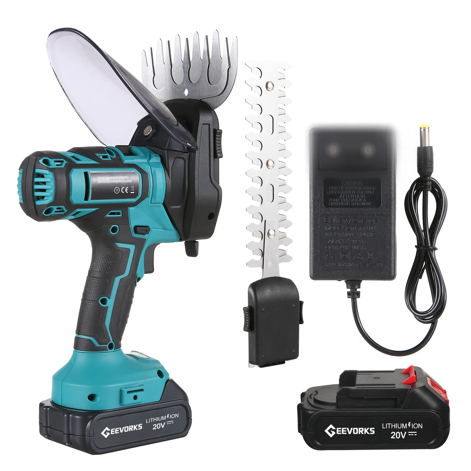 Vistreck 20V Cordless Grass Shears, Handheld Grass Trimmer, 2 in 1 Electric Grass Clippers & Hedge Trimmers Cordless for Gardening, with 2pcs 2000mAh Battery Pack and