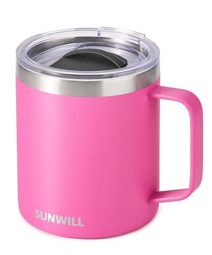 SUNWILL 14 oz Coffee Mug, Vacuum Insulated Camping Mug with Lid, Double Wall Stainless Steel Travel Tumbler Cup, Coffee Thermos Outdoor, Powder Coated Navy Blue