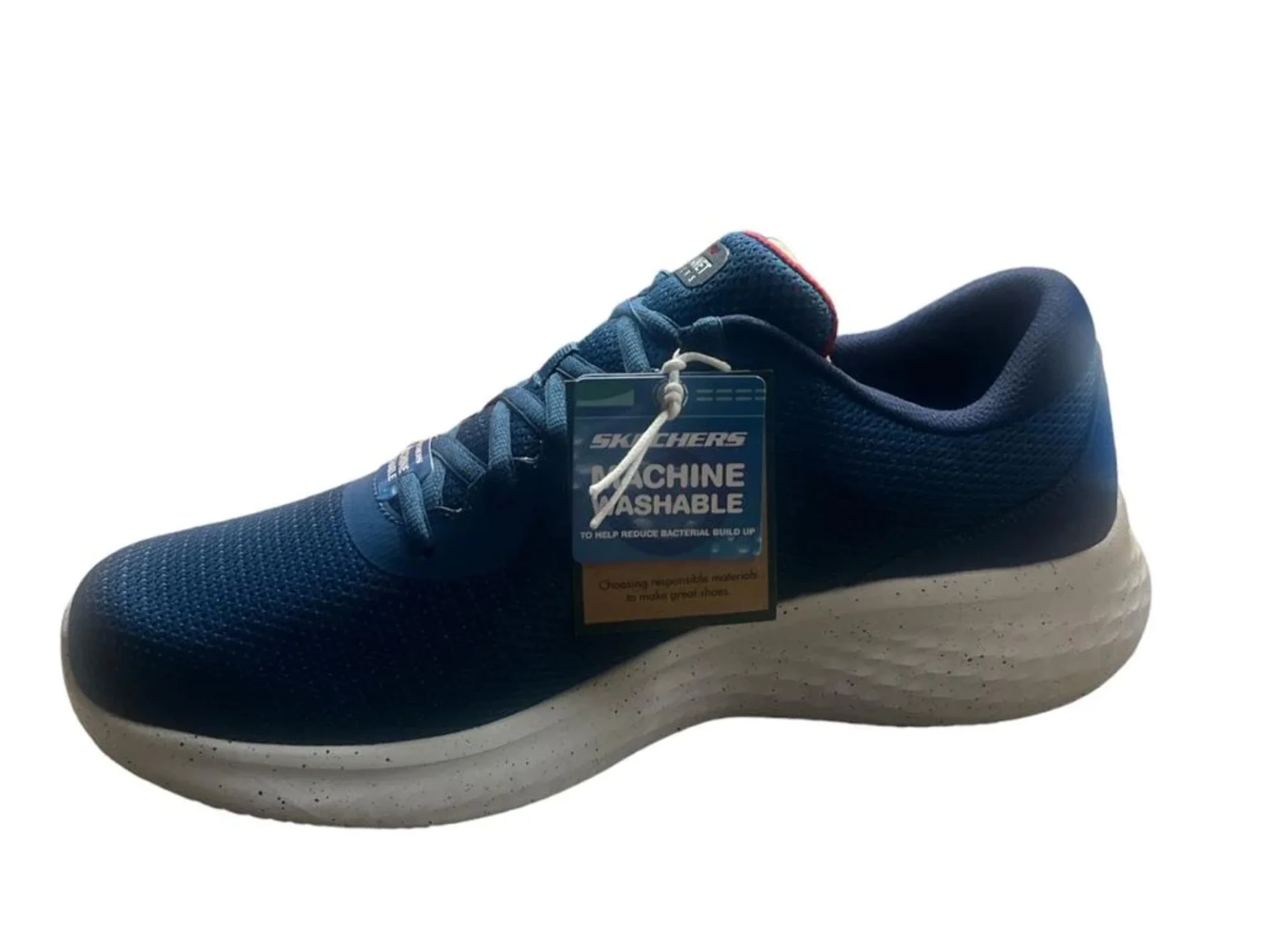 Skechers Shoes Men Memory Foam Sport Blue White Comfort Casual Walk Lite 232830