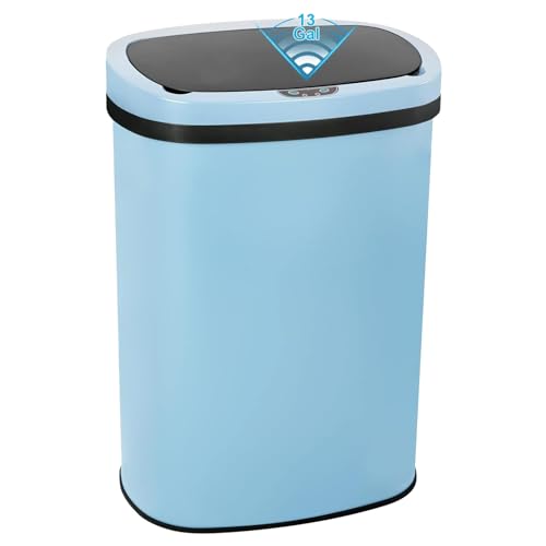 13 Gallon Automatic Trash Can with Lid, Touch Free Stainless Steel Kitchen Trash Can Touchless Garbage Can 50L High Capacity Electronic Sensor Trash Bin Waste Bin for Room Kitchen Office