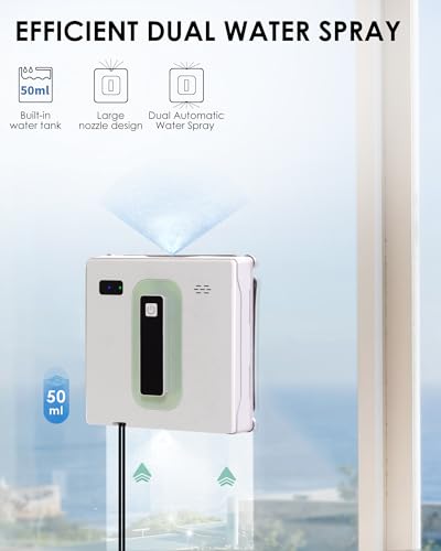 Yoolax Window Cleaning Robot, Automatic Window Cleaner Robot with Dual Water Spray, 3000Pa Suction Power, Robotic Window Cleaner with App & Remote Control, White