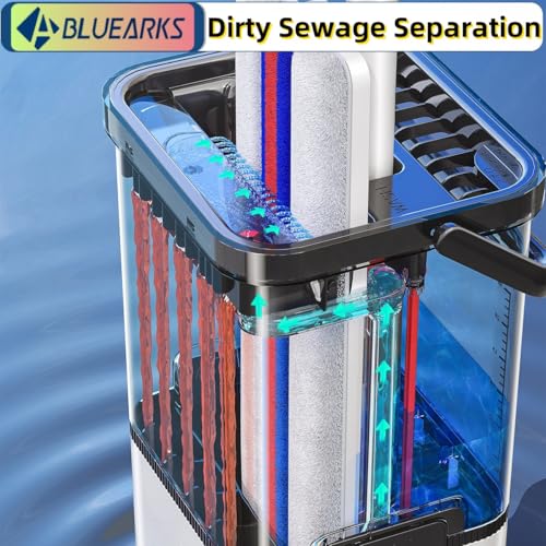 Mop and Bucket Set,Push-Pull Wringing System,Isolated Dirty Water Tank,Automatic Separation of Fresh and Waste Water,Suitable for Cleaning Most Flat Floors