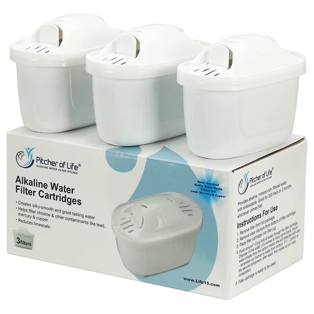 PITCHER OF LIFE&trade; Improved 2022 - Alkaline Replacement Filters - Pack of 3