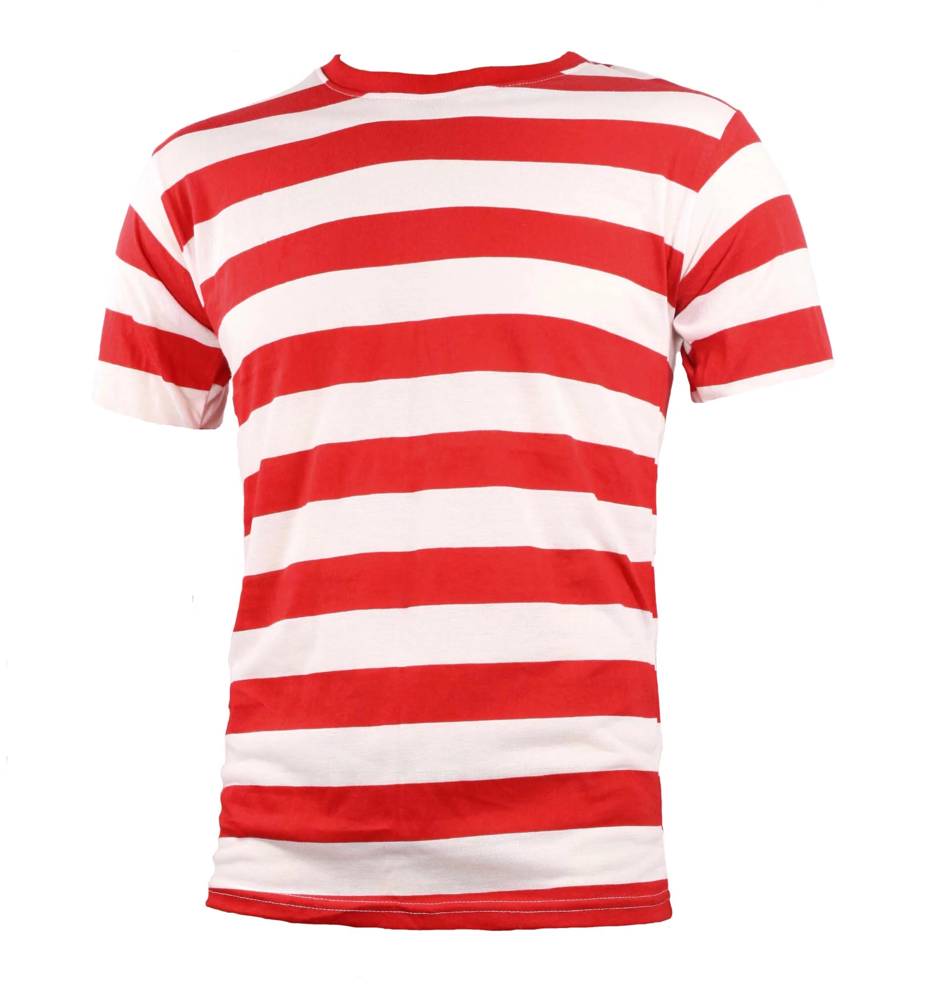 Short Sleeve Red White Striped Men's Shirt Small