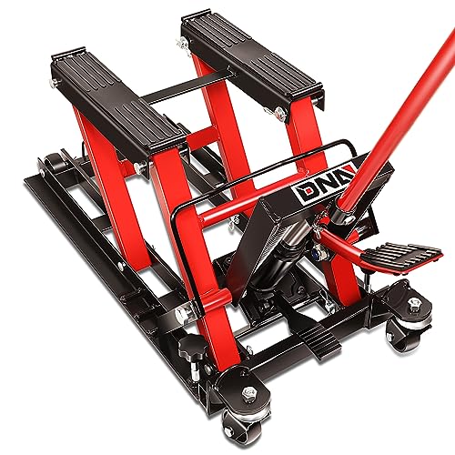 DNA MOTORING Motorcycle Lift Table 1000lbs Capacity Motorcycle Support Stand L 86.2in x W 22in Motorcycle Lift Jack Lifting Range 7.2-30.3in Black TOOLS-00780