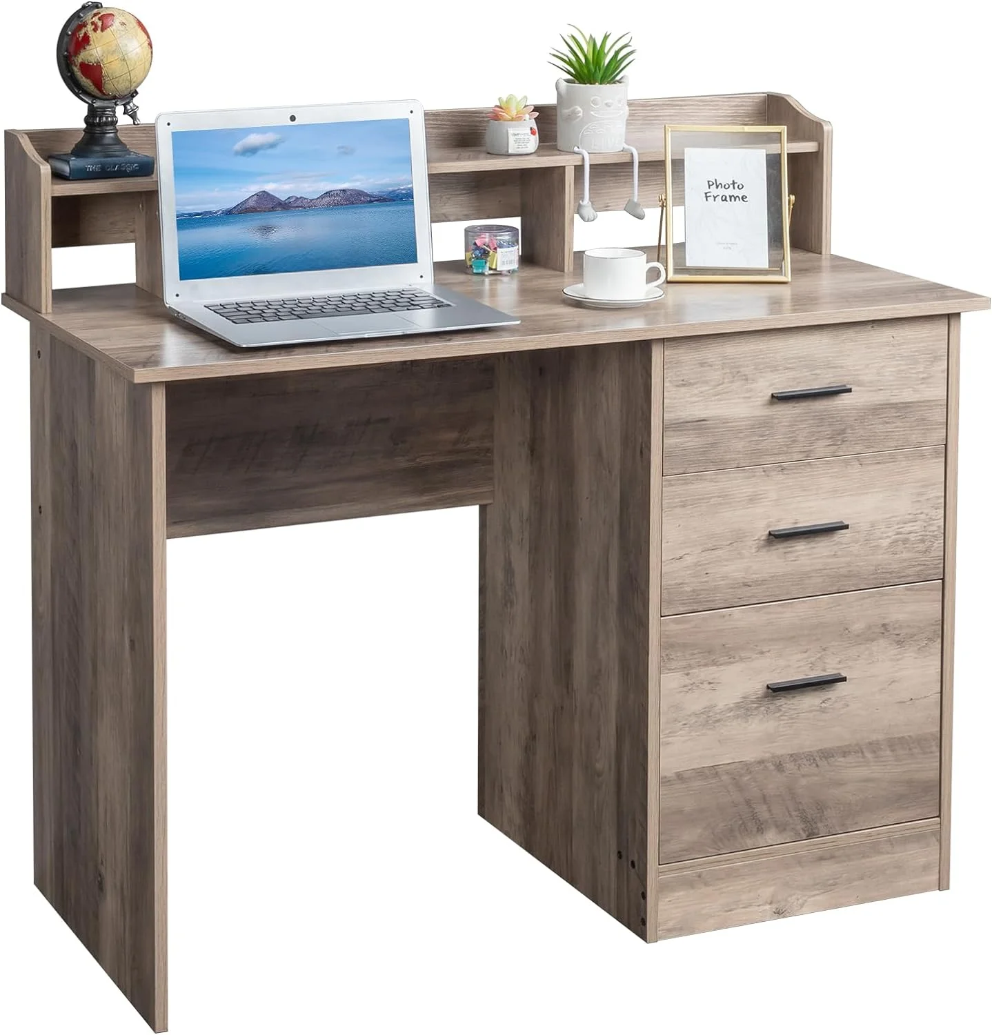 TJCGDTY Computer Desk with Drawers &  Cabinet  Small Office Desk PC Laptop Workstation for Home  Studio  Office  Apartment  Wood Color