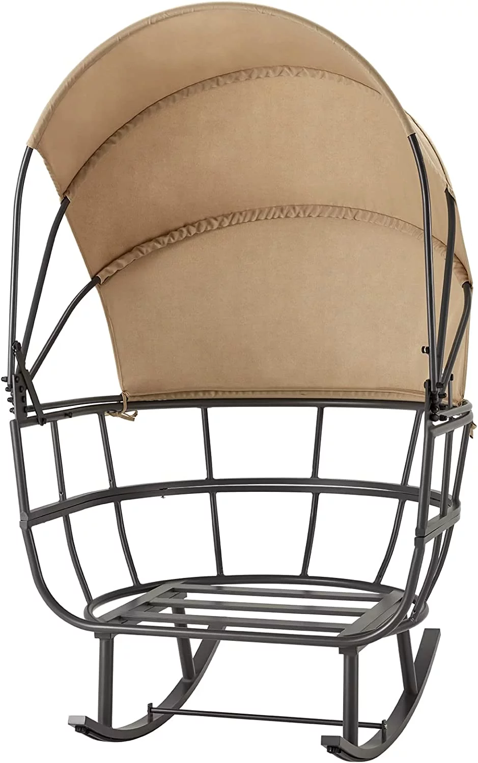 Erinnyees Patio Egg Chair Rocker, Outdoor Rocking Sofa Chair with Folding Canopy and Cushion