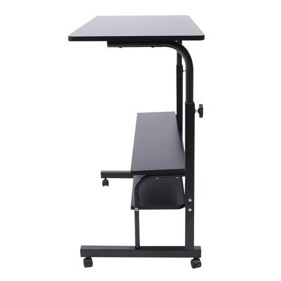 Modern Mobile Side Table Adjustable Cart Student Laptop Double Desk Matte Finish Office Laptop Desk Rolling Adjustable Table Cart Mobile Stand W/ Removable Wheel Rolling Laptop Desk