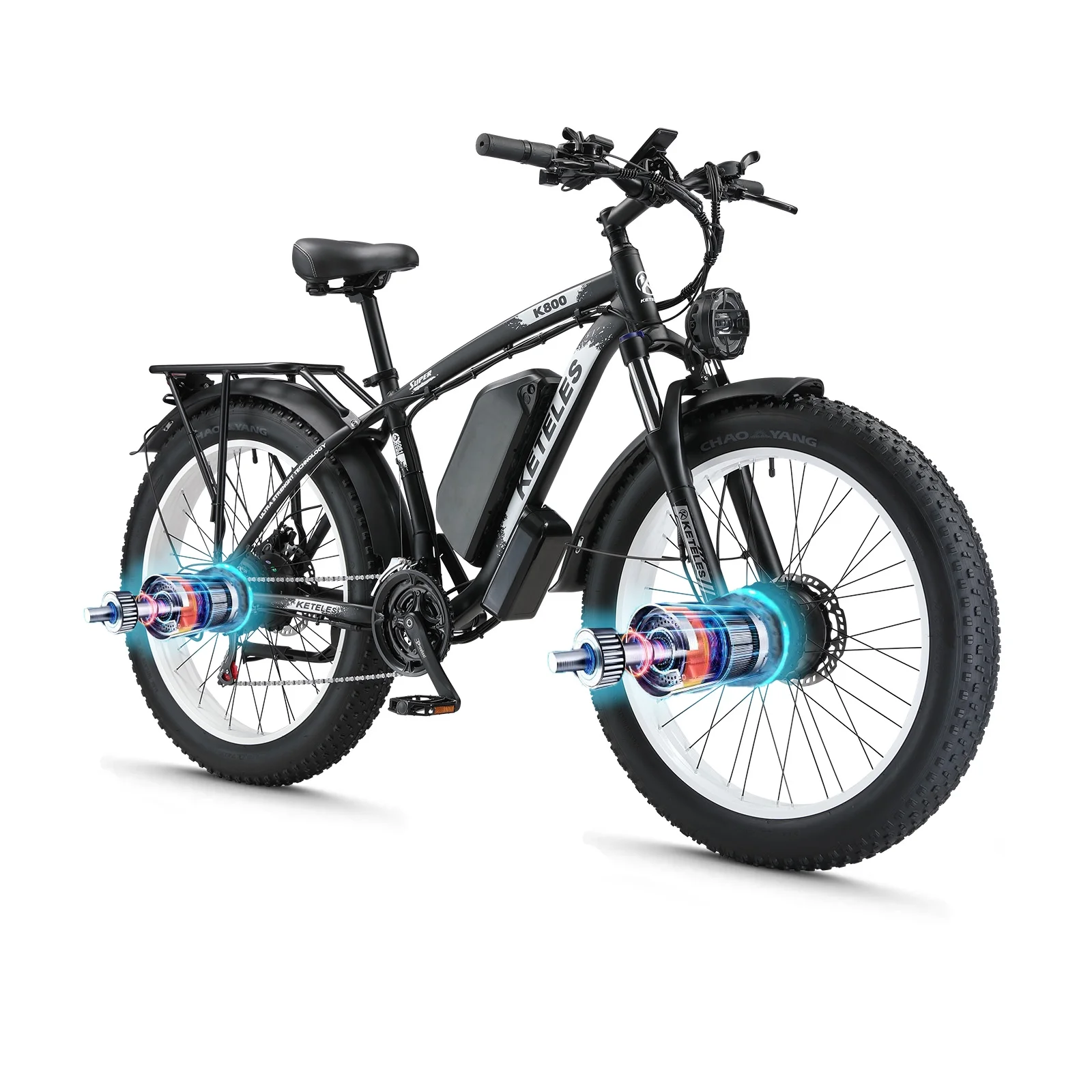 Fat Tire Electric Bike for Adults,48V 23Ah Removable Battery Electric Mountain Bikes Dual Motor AWD 2000W 35MPH Adult Electric Bicycles Shimano 21 Speed with Hydraulic Disc Brakes