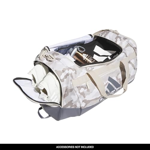 adidas Defender 4.0 Duffel, Durable Athletic Sports Gym Travel Bag for Men and Women, Black/White, Large (110 L)