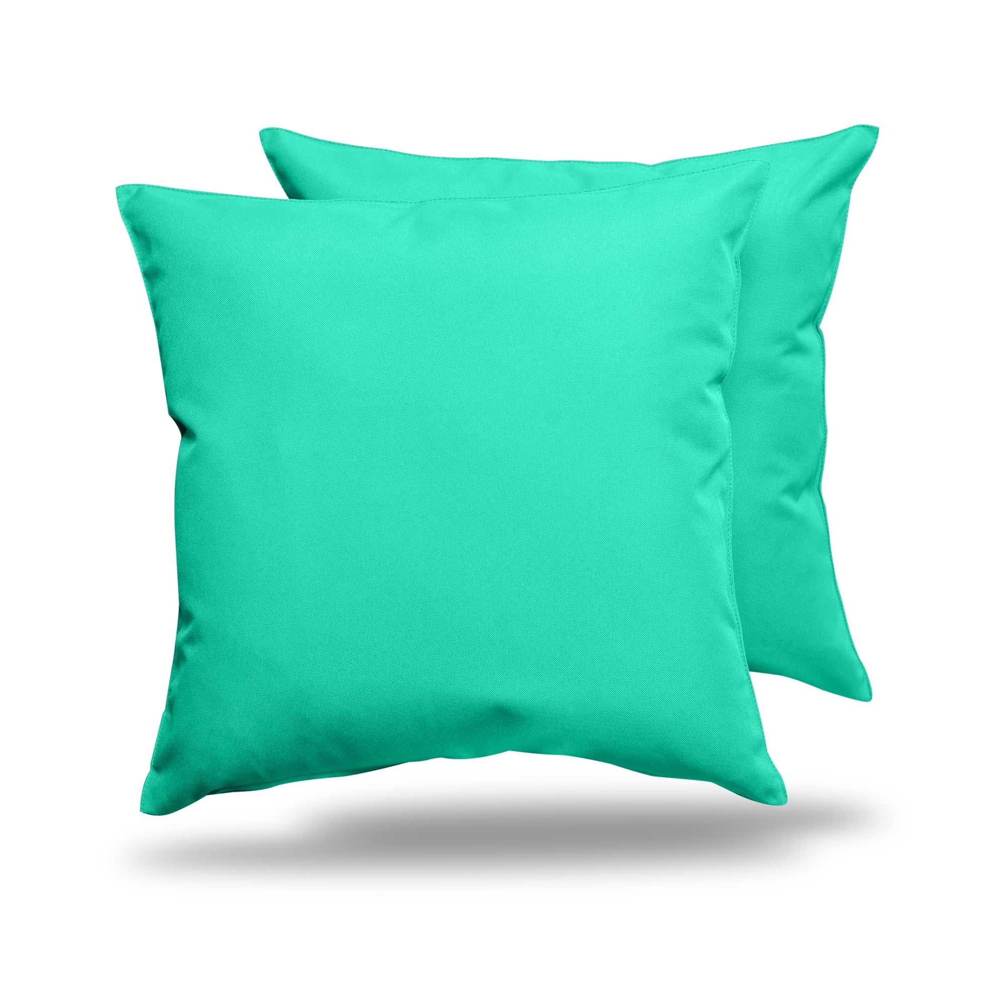 Pack of 2 Outdoor Decorative Throw Pillows 18 x 18 inch Solid Aqua Square Pillows (18
