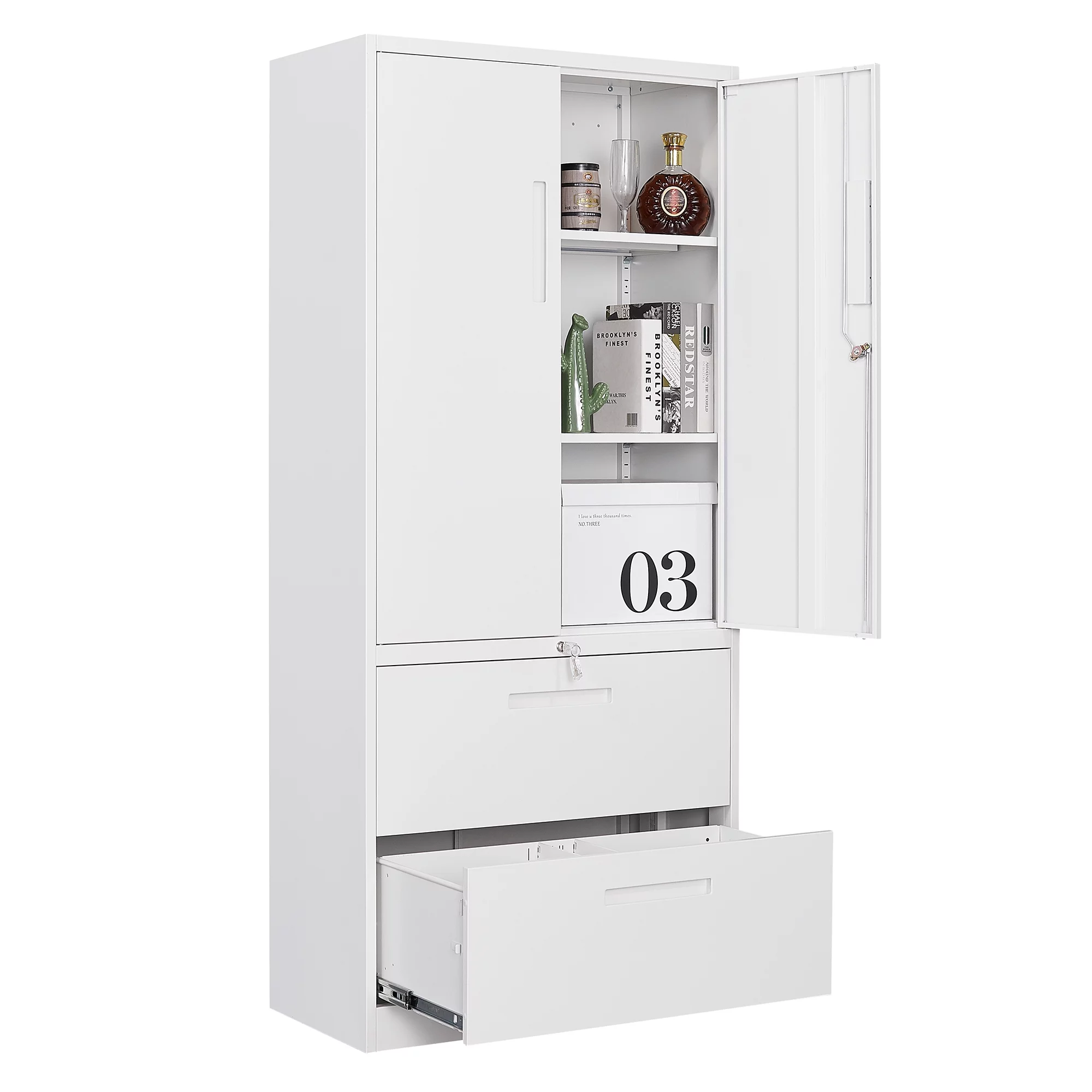 STANI Metal Storage Cabinet with 2 Drawers, 71