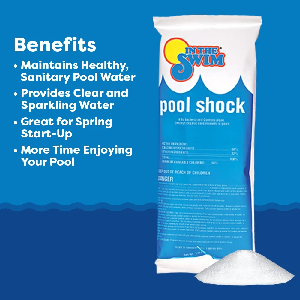 In The Swim Pool Shock – 68% Cal-Hypo Granular Sanitizer for Crystal Clear Water – Defends Against Bacteria, Algae, and Microorganisms - 6 X 1 Pound 25234 6X1
