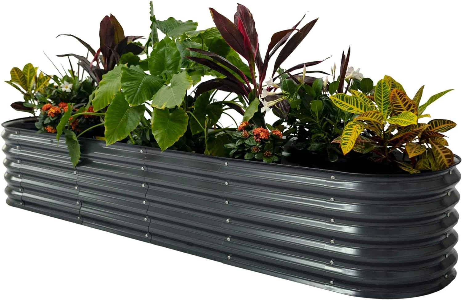 Vego Garden 2 x 8 ft Self-Watering Planter Raised Garden Bed Kits-Modern Gray