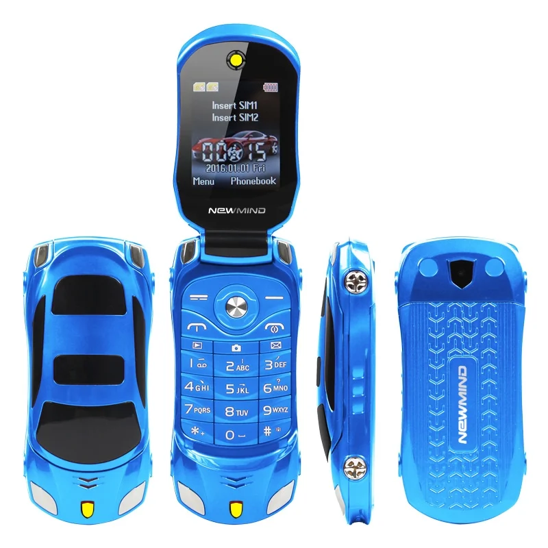 Flip Push Button Mobile Phone Children Mini Cute Car Shape Mobile Phone Dual SIM Camera Alarm Low Radiation