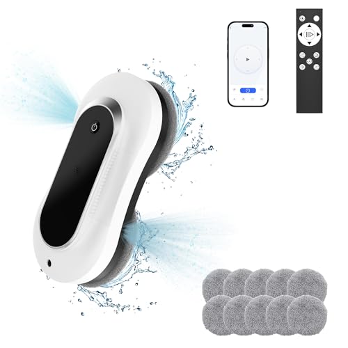 Smart Window Cleaning Robot with Dual Water Spray, Automatic Robot Window Cleaner Inside/Outside,3000Pa Suction Power Winbot,Edge Detection Technology,APP&Remote Control Robotic Windows Washer