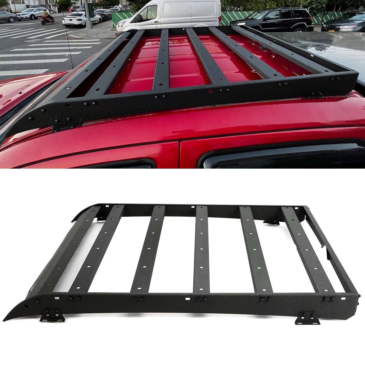 Kojem Top Roof Rack for 2005-2022 Toyota Tacoma 2 Gen 3 Gen Double Cab Luggage Cargo Carrier Basket Steel