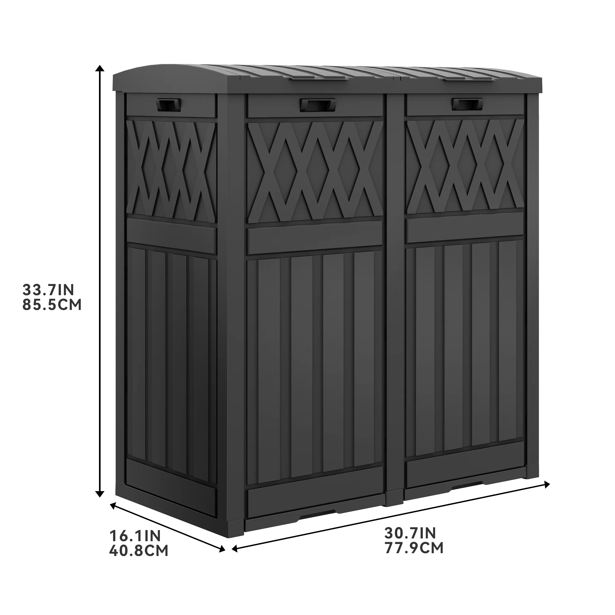 Dextrus 62-Gallon Outdoor Resin Trash Bins,Garbage Dual Can with Tiered Lid and Drip Tray, Waterproof Garbage Container for Outdoor Spaces like Patios, Kitchens&Backyards, Black