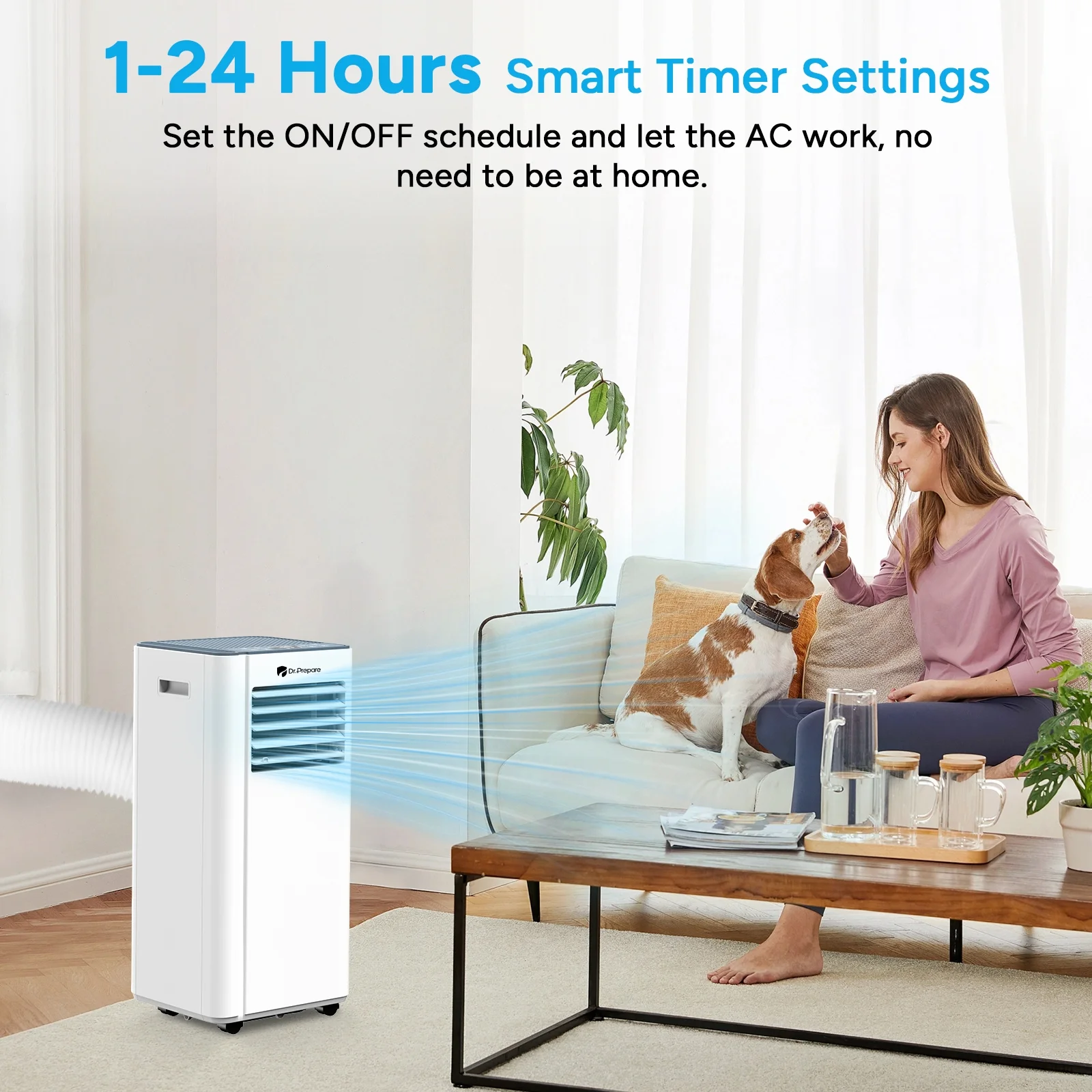 Renogy 4 in 1 Portable Air Conditioner for Room 8000 BTU 300SqFt Air Conditioning Unit, Smart Air Conditioner with Fan, Dehumidifier, Night, Timer