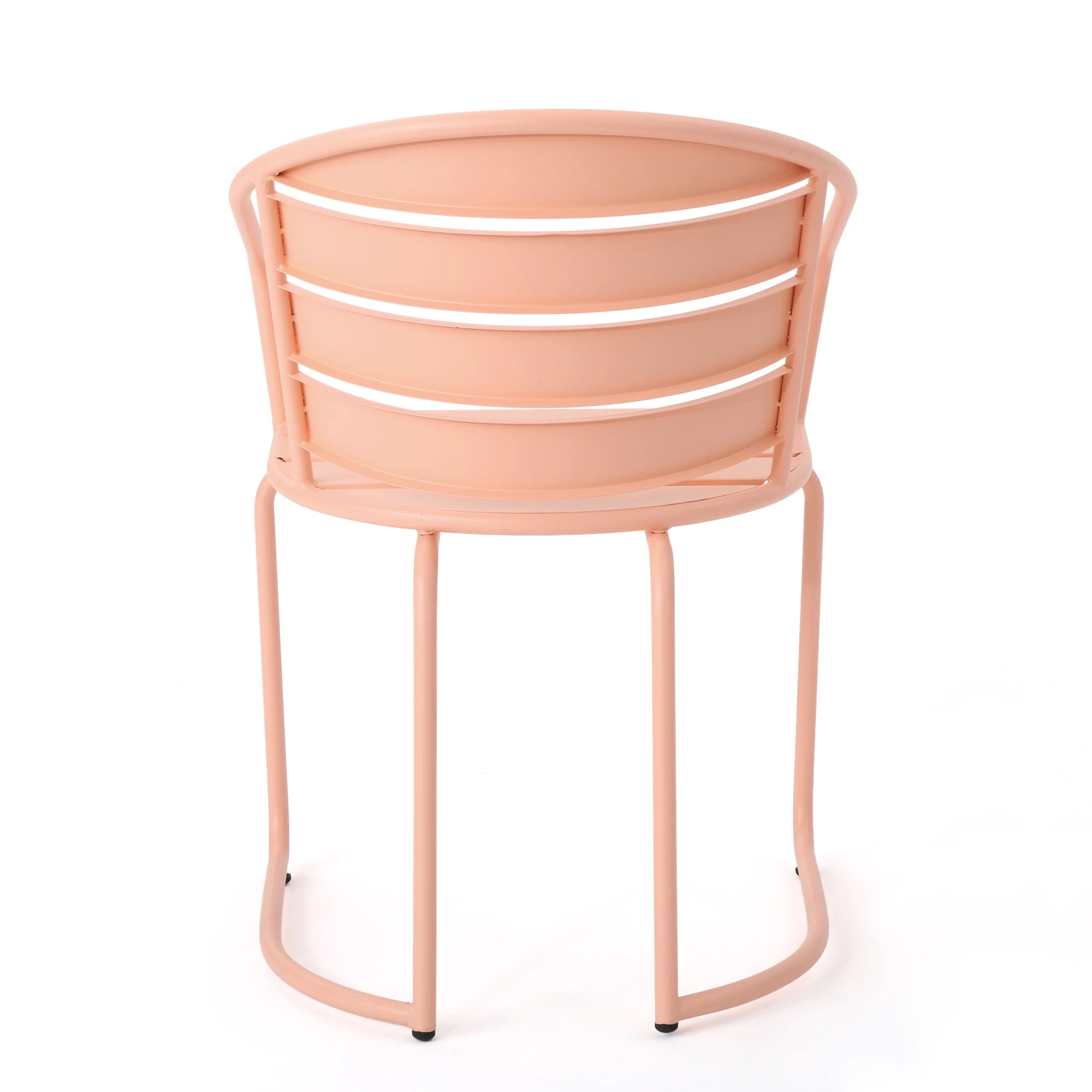 Monica Outdoor 3 Piece Iron Bistro Set, Matte Coral