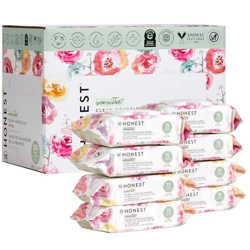 The Honest Company Clean Conscious Unscented Wipes | Over 99% Water, Compostable, Plant-Based, Baby Wipes | Hypoallergenic for Sensitive Skin, EWG Verified | Pattern Play, 720 Count