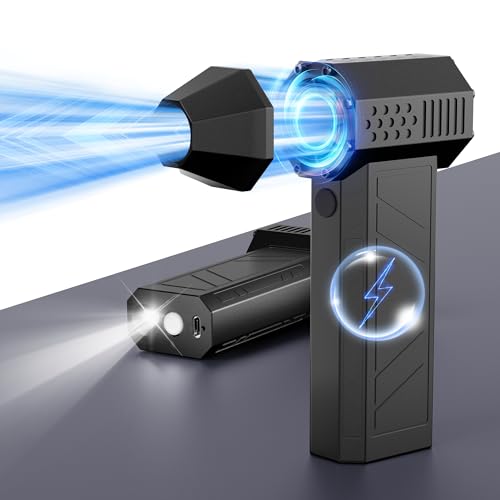 Compressed Air Duster, 130000RPM Electric Air Duster for Cleaning Keyboard & PC, 4 Gear Adjustable Mini Blower Cordless with LED Light, Rechargeable Air Duster for Car, Outdoors, Reusable