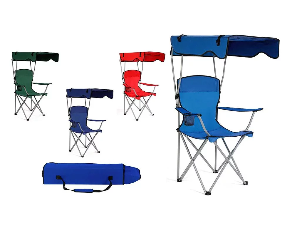 Amazingforless Red Portable Folding Camping Chair with Canopy Outdoor Camp Tailgate Chair (Blue, Green, Navy, Red)