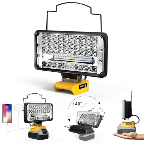 Cordless 20V Max LED Work Light for Dewalt 20V Battery, LIVOWALNY 90W 9000LM 7