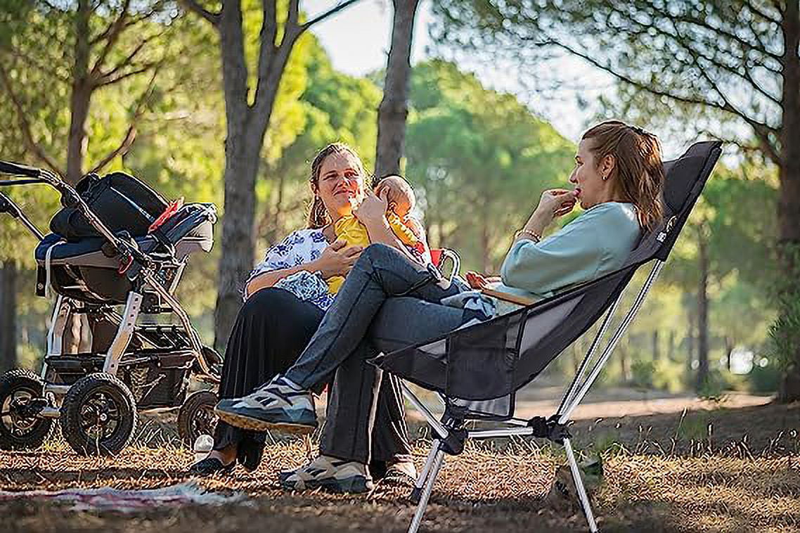 Nice C Ultralight High Back Folding Camping Chair, Backpacking Chair, Compact & Heavy Duty Outdoor, Travel, Picnic, Festival with 2 Side Pockets, Pillow &Carry Bag (Set of 1 Black)