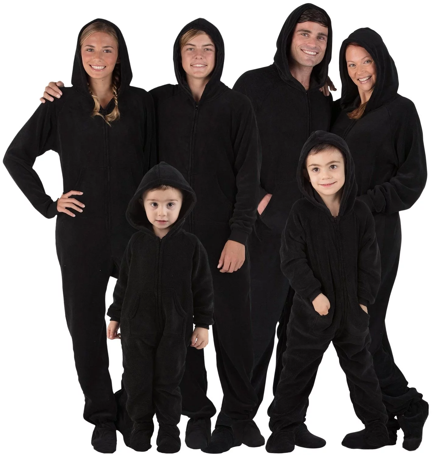 Footed Pajamas - Family Matching Raven Black Hoodie One Pieces for Boys, Girls, Men, Women and Pets - Adult - Medium (Fits 5'8 - 5'11