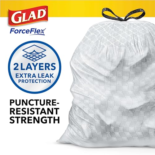 Glad Tall Kitchen Drawstring Trash Bags - Odorshield 13 Gallon White Trash Bag, Febreze Fresh Clean, 110 Count
